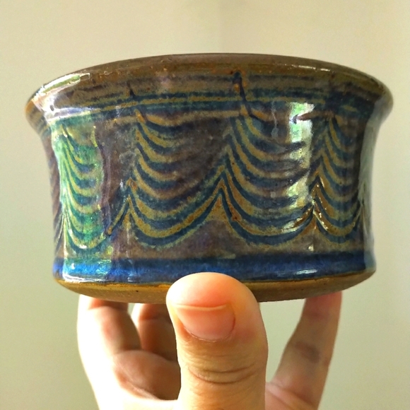 🐞Studio artisan Donn Zver Artist Drip Glazed Pottery Serving bowl Iridescent - Picture 3 of 16
